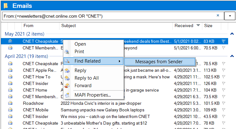 Find Related Messages
