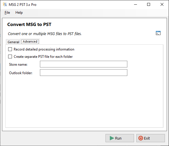 MSG to PST Converter Advanced Settings