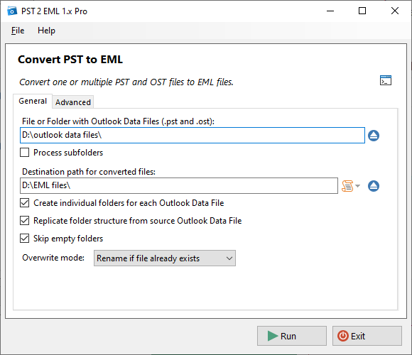 PST to EML Converter General Settings