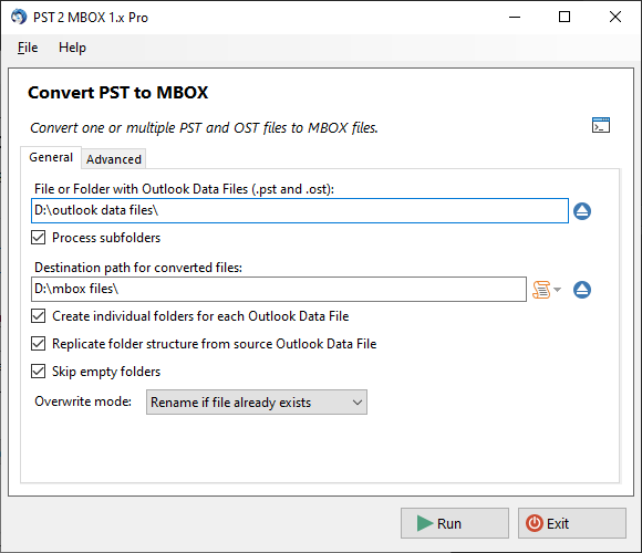 PST to MBOX Converter General Settings