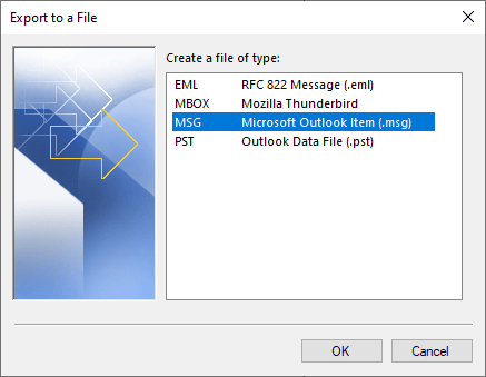 Export emails from PST to MSG files