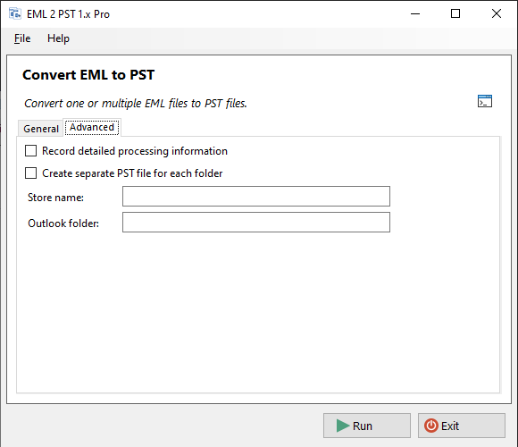 EML to PST Converter Advanced Settings